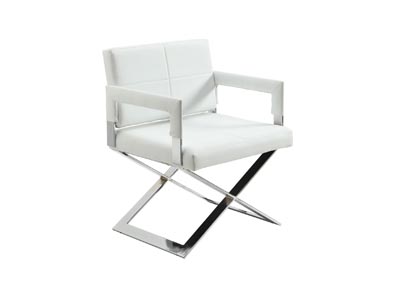 Dakota White Oversized "X" Base Arm Dining Chair