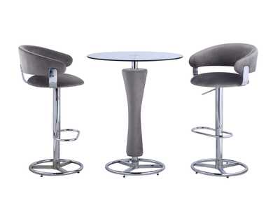 Image for Daniella Contemporary Round Glass Pub Table w/ Upholstered Pedestal