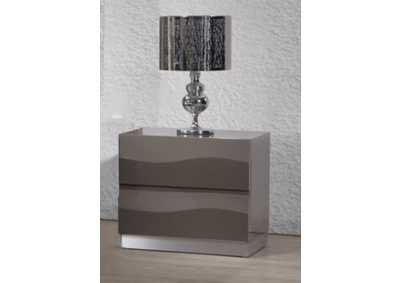 Image for Delhi Gloss Gray Contemporary High Gloss 2-Drawer Nightstand