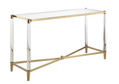 Denali Brass Rectangular Glass Top Sofa Table