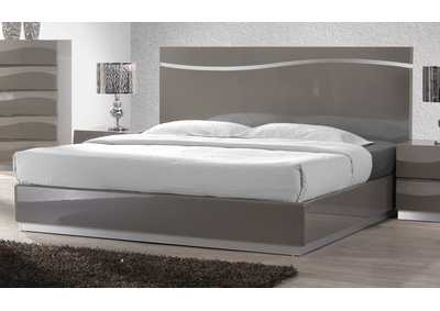 Image for Delhi Gray Contemporary High Gloss Queen Bed