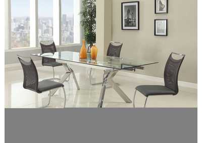 Contemporary Dining Set w/ Extendable Table & 4 Cantilever Mesh Chairs