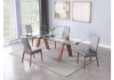 Image for Modern Dining Set With Extendable Glass Table & 2-Tone Chairs