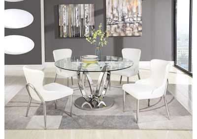 Evelyn Contemporary Dining Room Set w/ Glass Top Table & 4 Chairs