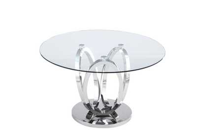 Evelyn Contemporary Glass Top Dining Table w/ 3-Ring Base