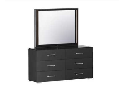 Image for Modern 6-Drawer Gloss Black Bedroom Chest