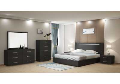 Image for Florence Gloss Black Modern Queen Bed w/ LED Lighting