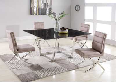 Gabriella Black & Grey Dining Set w/ Square Wooden Veneer Table & 4 Chairs