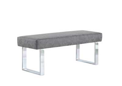 Image for Genevieve Polished SS Modern Gray Upholstered Bench