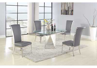 Image for Contemporary Motion-Extendable Glass Dining Set With 4 Chairs
