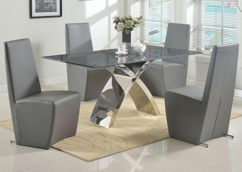 Ingrid Dining Table w/4 Cynthia Grey Side Chairs
