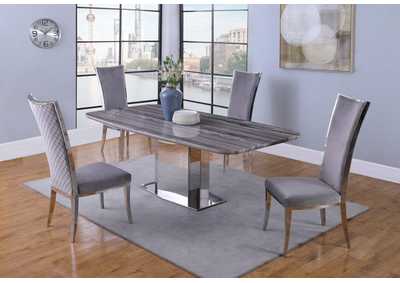 Image for Isabel Contemporary Dining Set w/ Marble Top Table & 4 Chairs