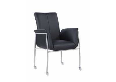 Image for Ivory Brushed Stainless Steel Contemporary Upholstered Arm Chair w/ Casters