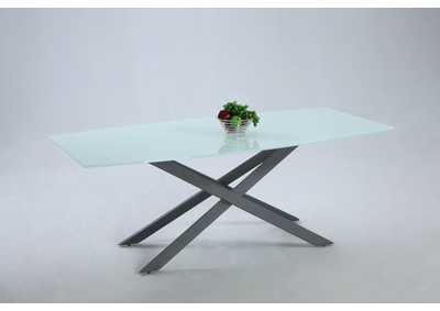 Dining Table w/ Starphire Glass and X-Shaped Base
