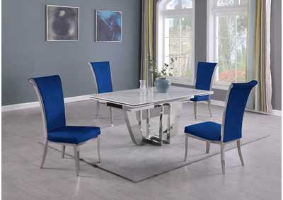 Image for Dining Set With Extendable Carrara Marble Table & 4 High-Back Chairs