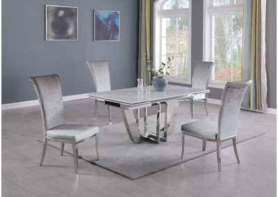 Image for Dining Set With Extendable Carrara Marble Table & 4 High-Back Chairs