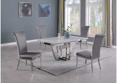 Image for Dining Set With Extendable Carrara Marble Table & 4 High-Back Chairs
