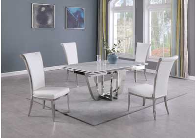 Image for Dining Set With Extendable Carrara Marble Table & 4 High-Back Chairs