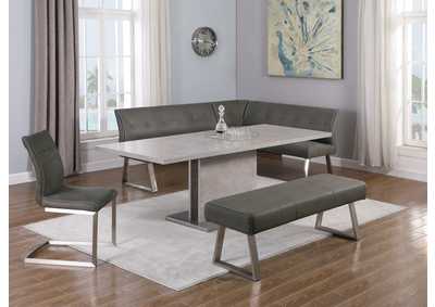 Contemporary Dining Set w/ Extendable Table & 4 Upholstered Chairs