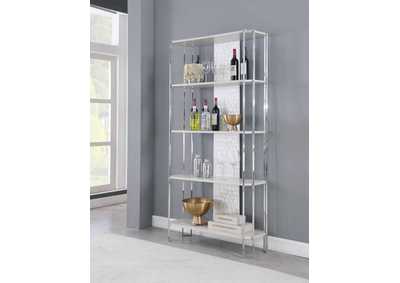 Image for Kendall Contemporary Gray Bookshelf w/ Polished Steel Frame