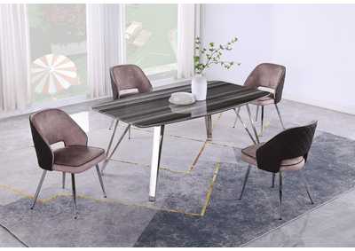 Image for Contemporary Dining Set With Marbleized Wooden Table & Four 2-Tone Chairs