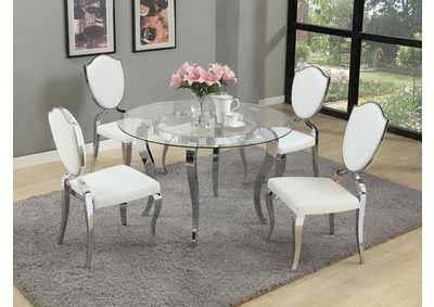 Dining Set w/ Round Glass Dining Table & 4 Chairs