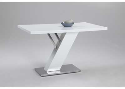 Linden Gloss White Contemporary Dining Table w/ White Gloss Top & Y-Shaped Pedestal
