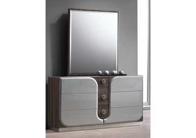 Image for London Zebra Wood Grain/Gloss Gray Modern 6-Drawer Dresser