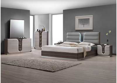 London Wood Grain Modern 4-Piece Bedroom Set w/Queen Bed