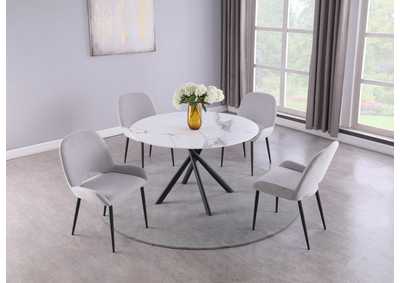 Image for Contemporary Dining Set With Marbleized Glass Table & Upholstered Chairs