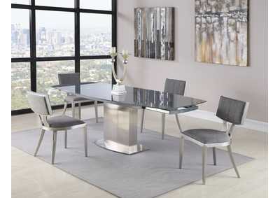 Contemporary Extendable Gray Glass Dining Table