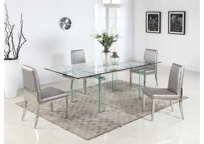 Millie Silver Grey Rectangular Glass Top 5 Piece Dining Set