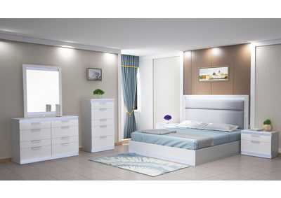 Image for Moscow Modern Upholstered Gloss White Queen Bed