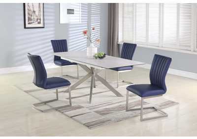 Image for Dining Set With Pop-Up Extendable Ceramic Top Table & 4 Cantilever Chairs