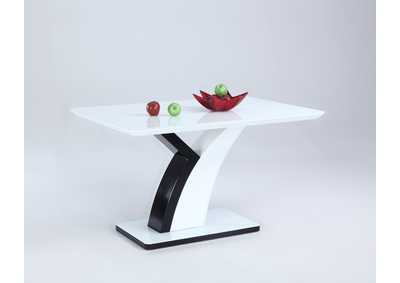Natasha Gloss White/Black Modern Dining Table w/ Starphire Glass Top