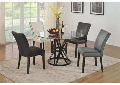 Pandora Multicolor Round Glass Top 5 Piece Dining Set W/ 4 Two-Tone Side Chairs