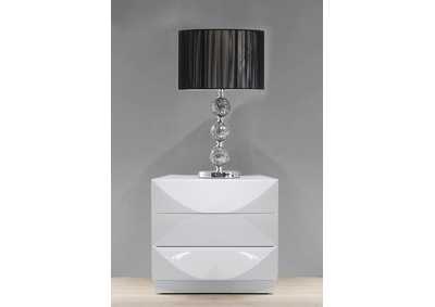 Image for Modern All-Wood Gloss White 3-Drawer Nightstand