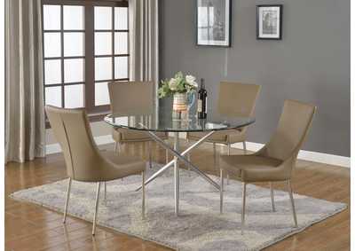 Contemporary Dining Set w/ Round Glass Table and Club-Style Chairs
