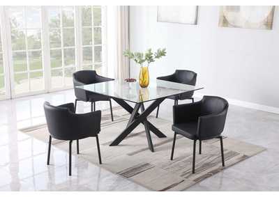 Image for Dining Set w/ Square Glass Table, Crisscross Base & 4 Swivel Arm Chairs