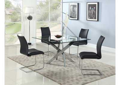Dining Set w/ Glass Top Table & 4 Cantilever Side Chairs