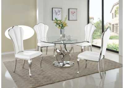 Dining Set w/ Glass Table Top & 4 Shell-back Side Chairs