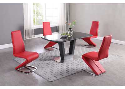 Image for Contemporary Dining Set w/ Extendable Glass Table and Z-Shaped Chairs