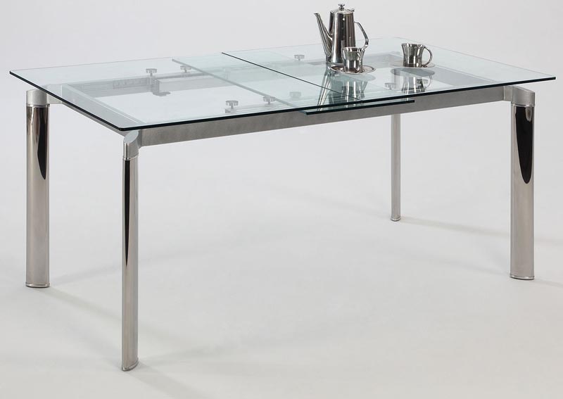 Tara Clear Glass Pop-Up Extension Dining Table
