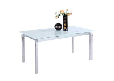Image for Tara Starphire Glass/SS Modern Extendable White Glass Dining Table
