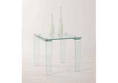Vera Clear Modern All-Glass Square Lamp Table