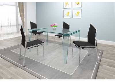 Image for Contemporary Dining Set With All Glass Dining Table & 4 Motion-Back Side Chairs