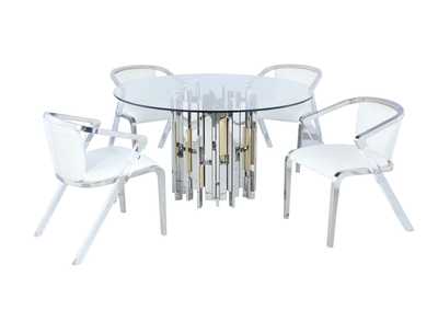 Image for Contemporary Dining Set With Glass Table & Mixed Media Chairs