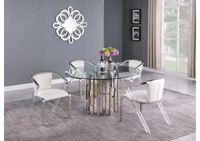 Image for Contemporary Round Glass Table w/ Steel & Golden Cluster Design Base