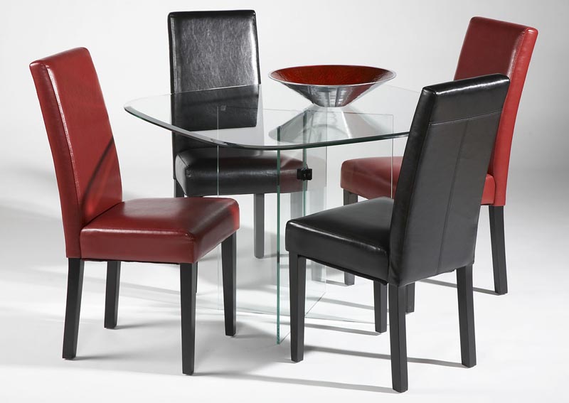 "X" Base Glass Table w/4 Side Chairs