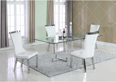 Image for Contemporary Dining Set With 42" 72" Glass Table & 4 Side Chairs
